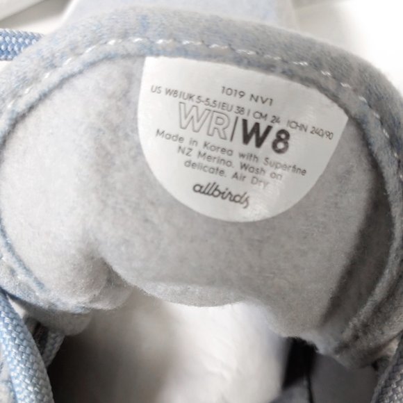 ALLBIRDS Shoes Sneakers Wool Runners Size 8 Pale Blue Womens 8 - Picture 6 of 8
